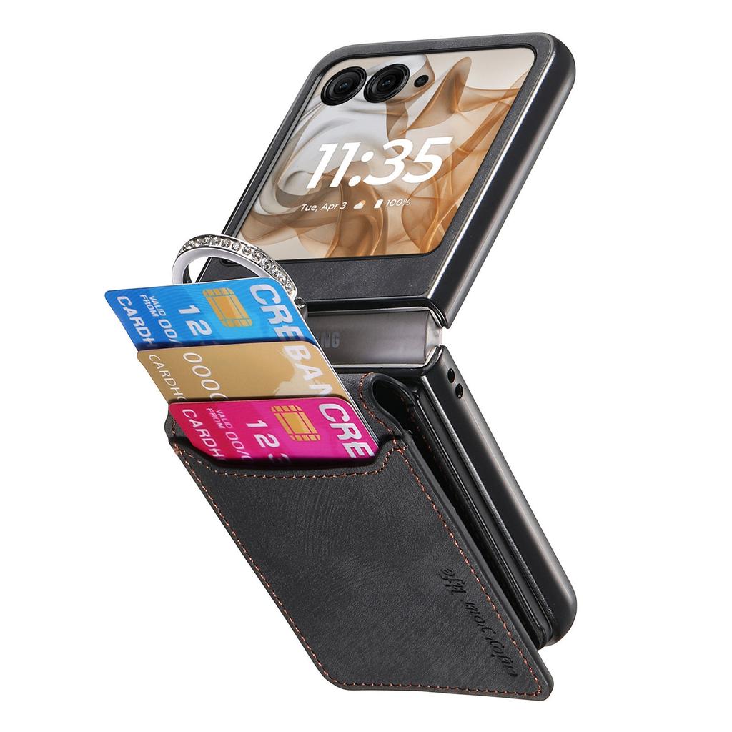 Etui z uchwytem na pierścień i uchwytem na karty Portfel Podpórka Pokrowiec na telefon do Moto Razr 70 60 50 40 Ultra dla Motorola Razr 70 60 50
