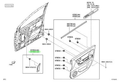 Genuine Garnish Front Door Left Right Frame Bracket Part Number (LH) - 67492-B2240