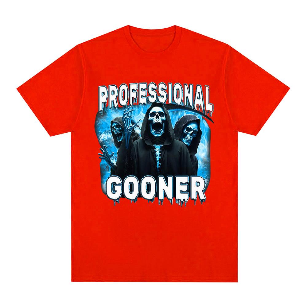 Professional Gooner Offensive Funny Skeleton Meme T Shirts Goon Sexual Joke Party Summer T-shirts Unisex Fashion Cotton Tees