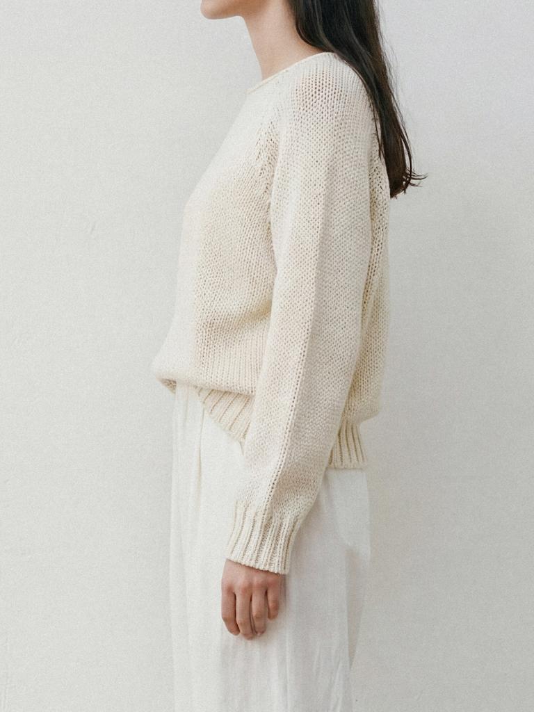 STAY WITH ME Chunky Boat Neck Knit_Ecru