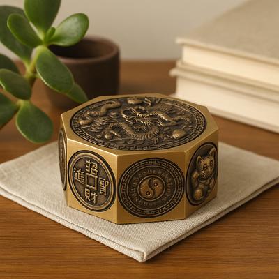 Feng Shui Bagua Dragon Lucky Cat Trinket Box