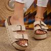 New Spring Summer Women's Plus Size Chunky Sole Birkenstock Style Rivet Metal Buckle Strap Beach Slide Sandals