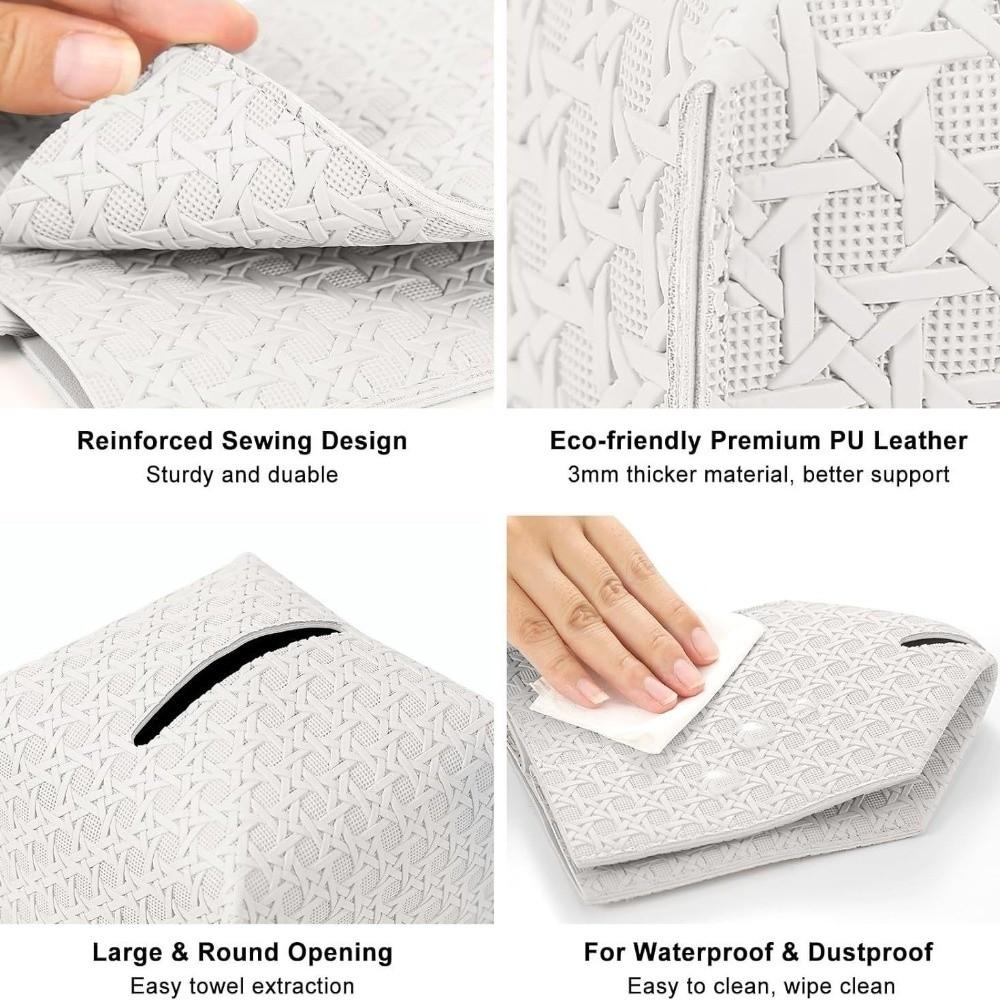 Large-Capacity Drawer Box PU Leather Foldable Tissue Box Modern Square Tissue Box  Car