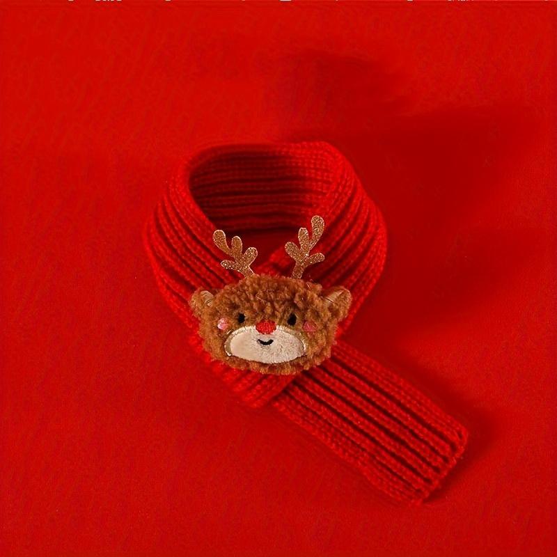 1pc Christmas Pet Scarf, Cat Dog Wool Thread Scarf, Cartoon Snowman Elk Warm Plush Cat Knitted Scarf Christmas Gift for Pets