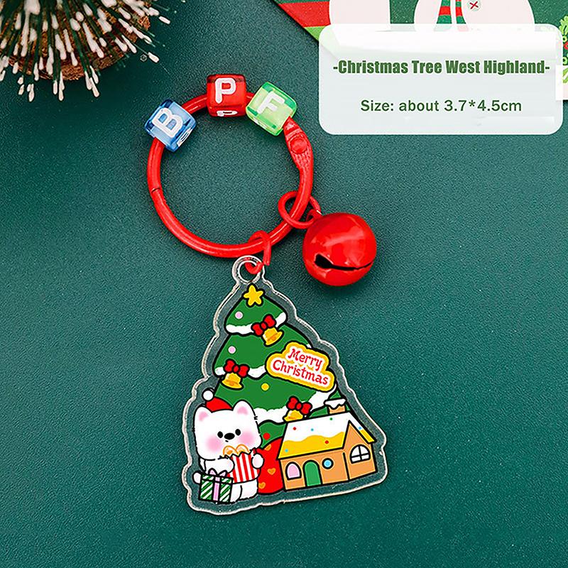 1/6Pcs 2D Christmas Keychain Cute Diy Bag Decoration Accessories High-Value Christmas Tree Keychain Pendant Festival Gift