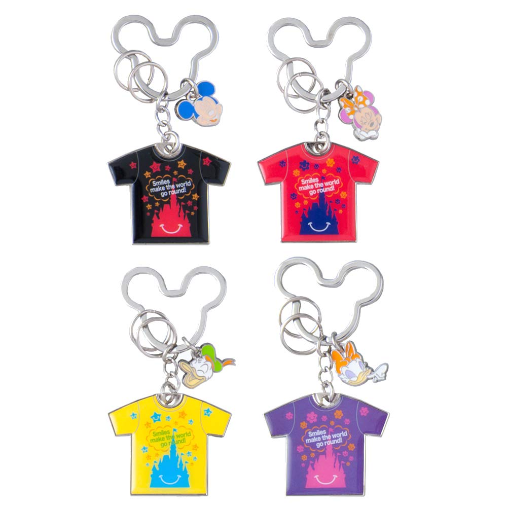 [Hobbies] Smiles Series Keychain Set of 4 T-Shirt-Shaped Mickey, Minnie, Donald, and Daisy Keychains, Disney Smiles All Around Resort Exclusive