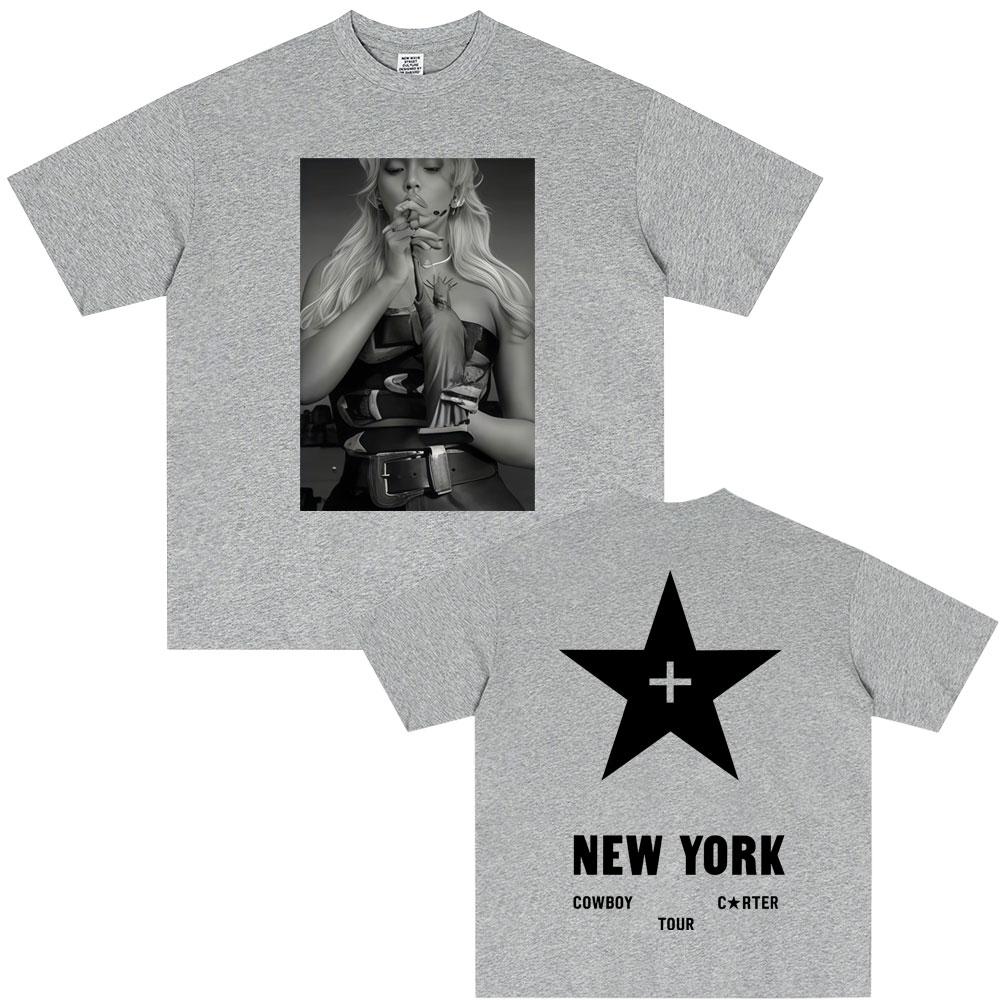 Beyonce Cowboy Carter New York Tour Tshirt Men Women Casual Cotton Vintage T Shirt Male Fashion Pop Music Short Sleeve Tshirts