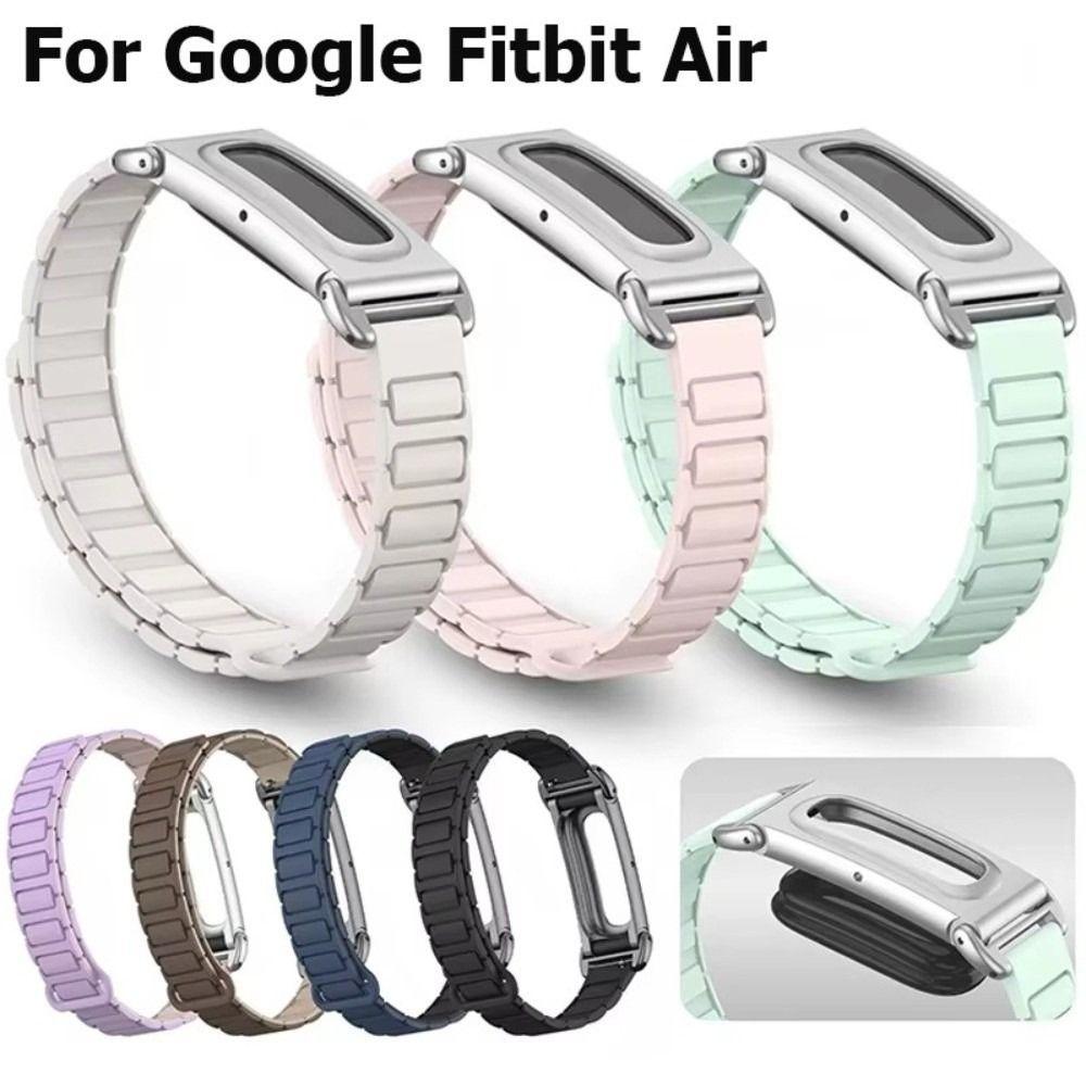 With Metal Case Silicone Watch Band Wristband Bracelet for Google Fitbit Air Smart Band Accessories