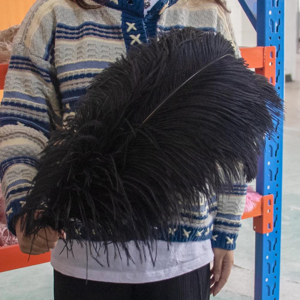 

10 шт. Натуральные страусиные перья 15-55 см для рукоделия, свадьбы, вечеринки, домашнего декора, страусиные плюмажи, центральный элемент стола, перо 30-35cm 12-14inch чёрный