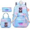 Huntrix Demon Hunters School Bag Meal Bag Pencil Bag Three-Piece Set Large Capacity Backpack Girls Elementary School Backpack