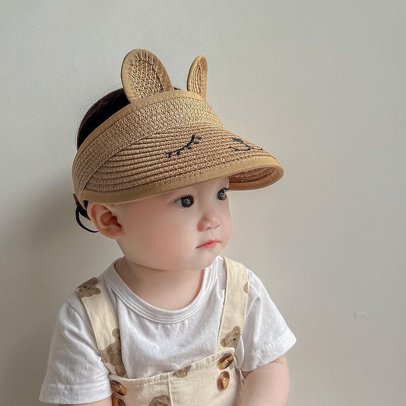 

Children s hats summer sunscreen boys and girls straw hats empty top cute super cute sunshade sun hat baby thin hat