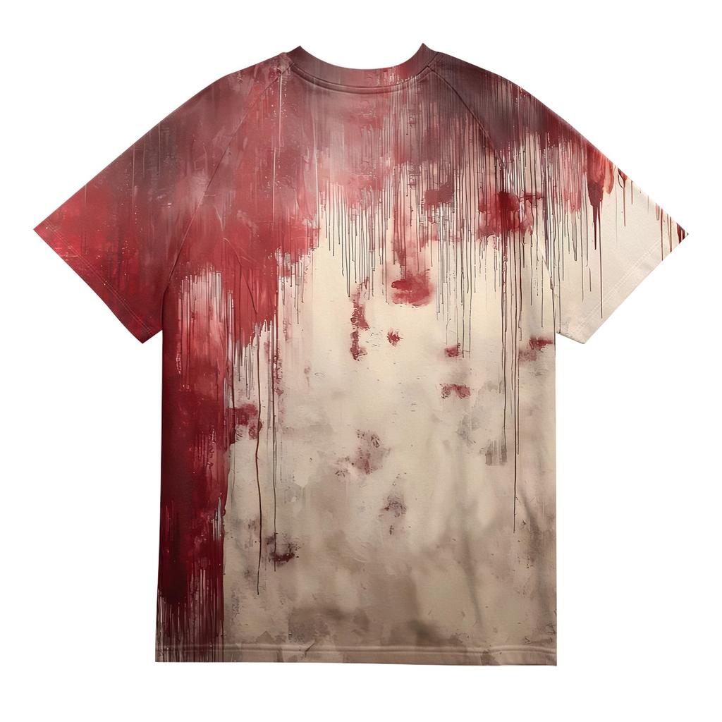 Men's Halloween Printed Round Neck Raglan Short Sleeve Top T-Shirt