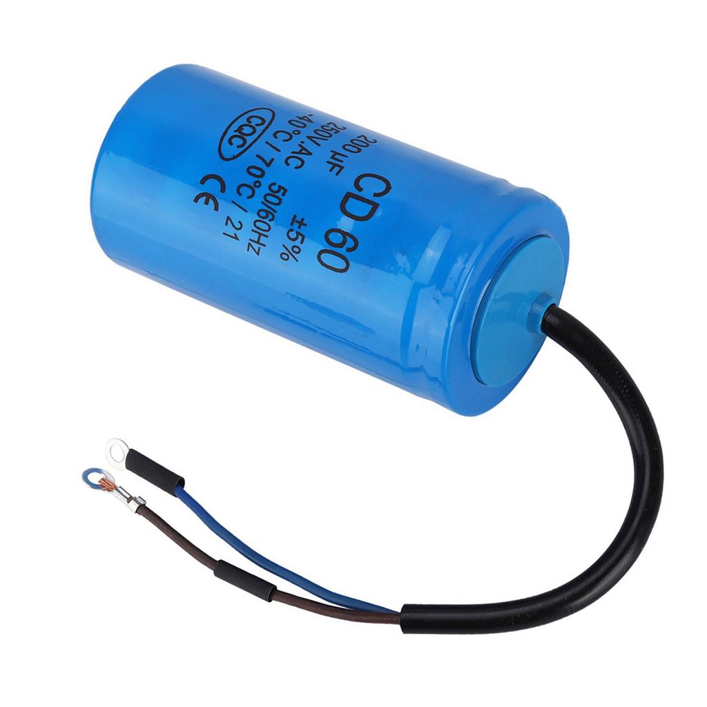 CD60 Run Capacitor with Wire Lead  AC 200uF 50/60Hz for Motor  Compressor
