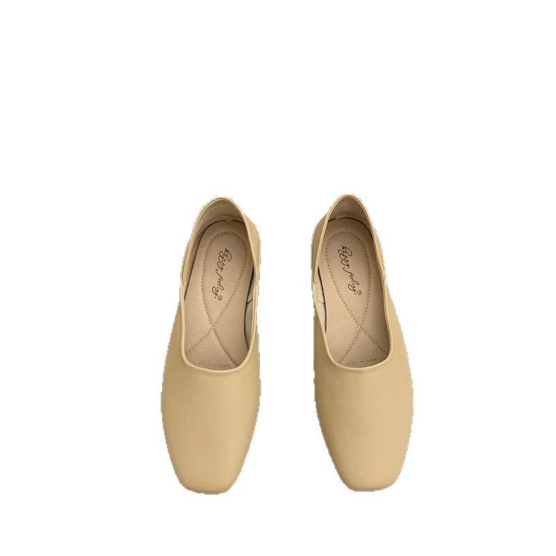 Soft leather soft-soled grandma shoes women's spring 2025 new retro literary and artistic one-pedal single shoes women's flat beanie shoes