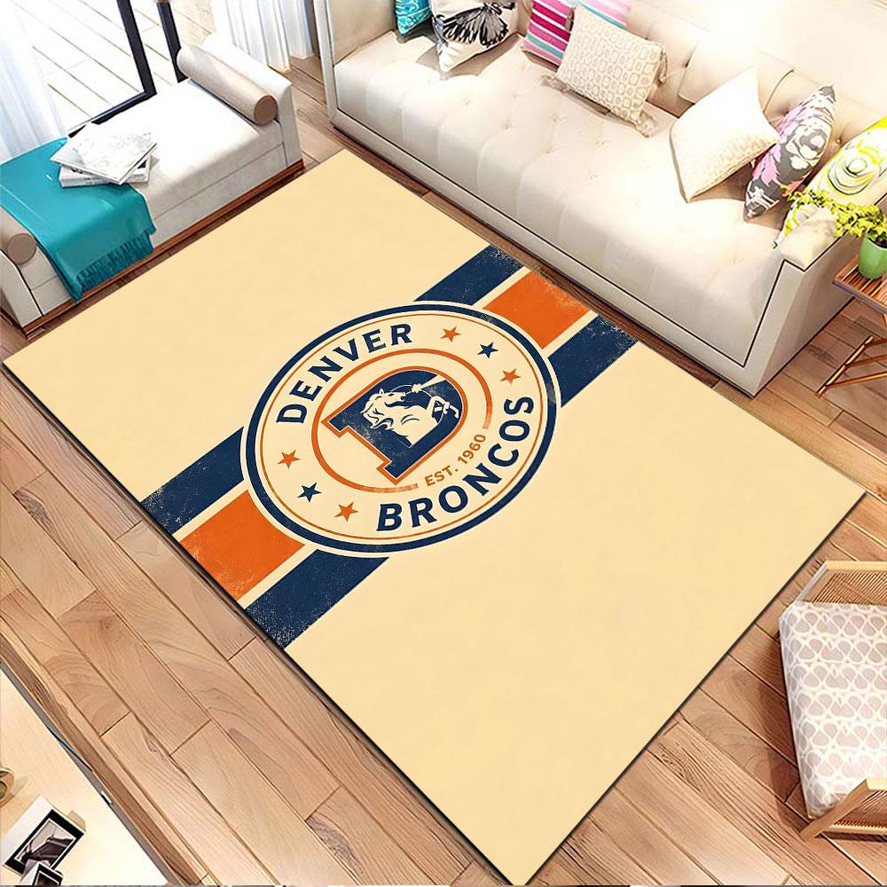 "Vintage Denver Broncos Logo Design" Patterned Carpet, Non Slip Mat Suitable for Living Room and Bedroom Sofas
