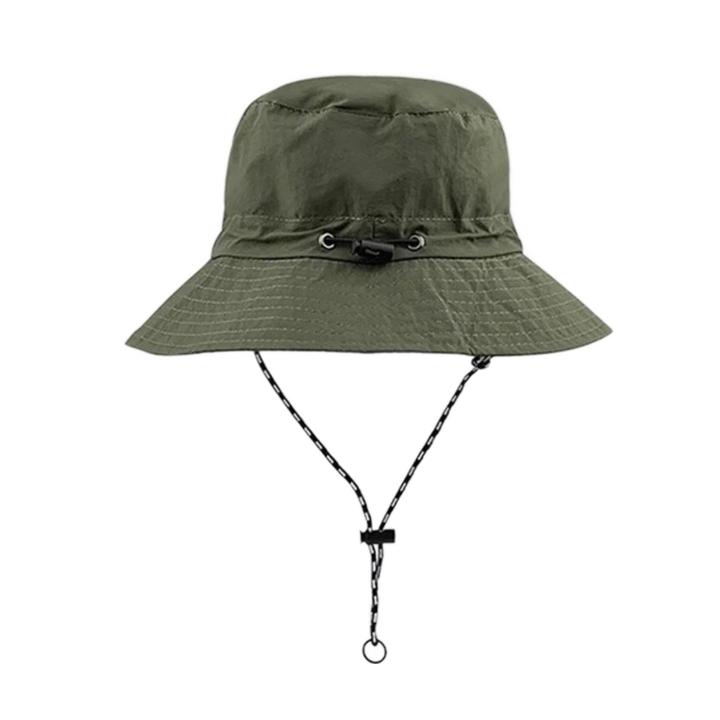 Summer Sun Protection Waterproof Quick Dry Foldable Unisex Bucket Hat Windproof Rope Fisherman Hat for Women Men
