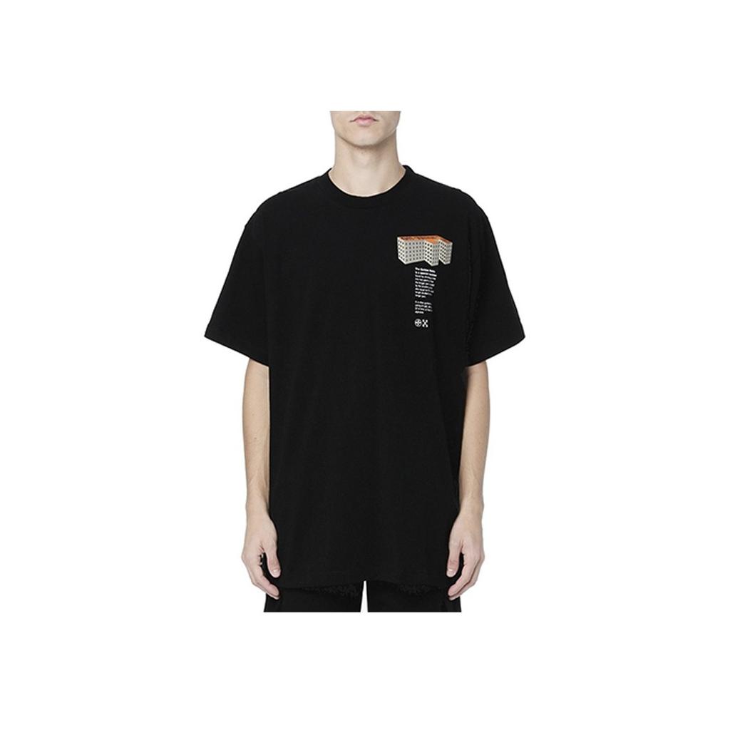 Off-White Rationalism Logo Print Short Sleeve T-Shirt Men Tops Black OMAA038R201850071088