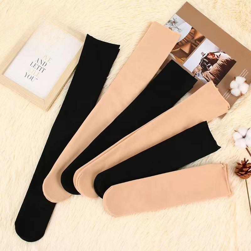 Winter Thicken Velvet Over Knee Socks For Women Warm Thigh High Long Socks Skin Black Plush Thermal Stocking Compression Legging