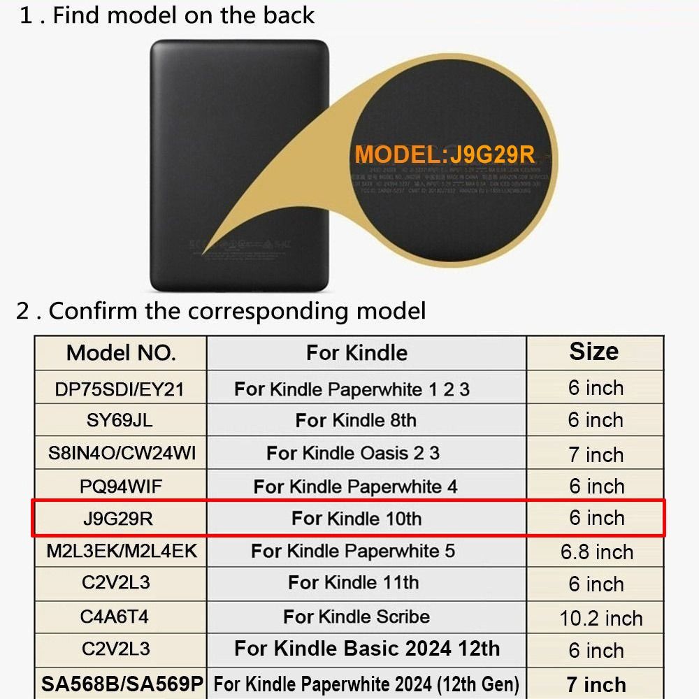 Stand Magnetic Cover Split Funda for Kindle 10th Gen-2019 Release (Model No. J9G29R)