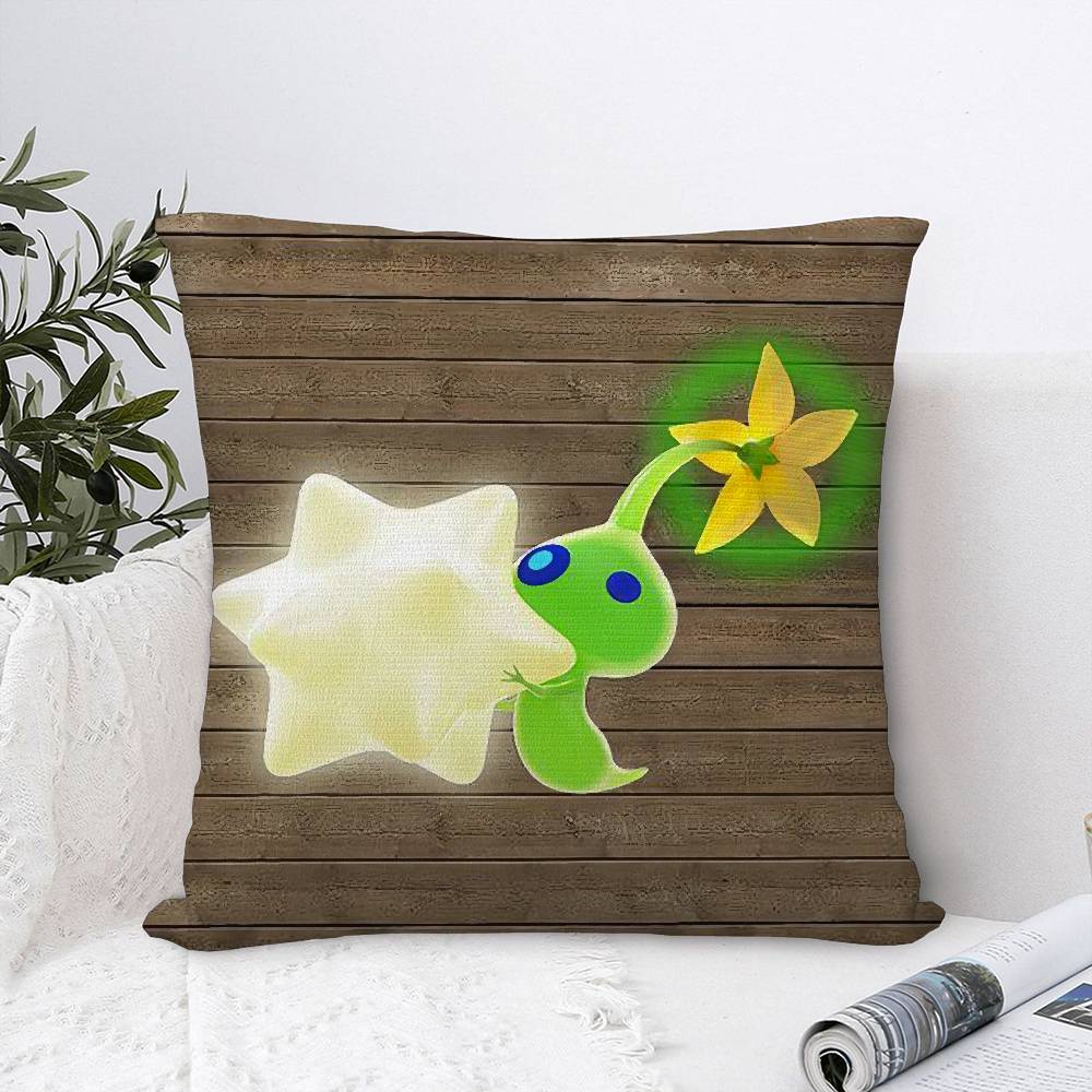 Cartoon P-PIKMINS Pillow Case Sofa Decorative Home Double-sided Print Plush Square Throw Pillow Covers Cushion Decor Cover