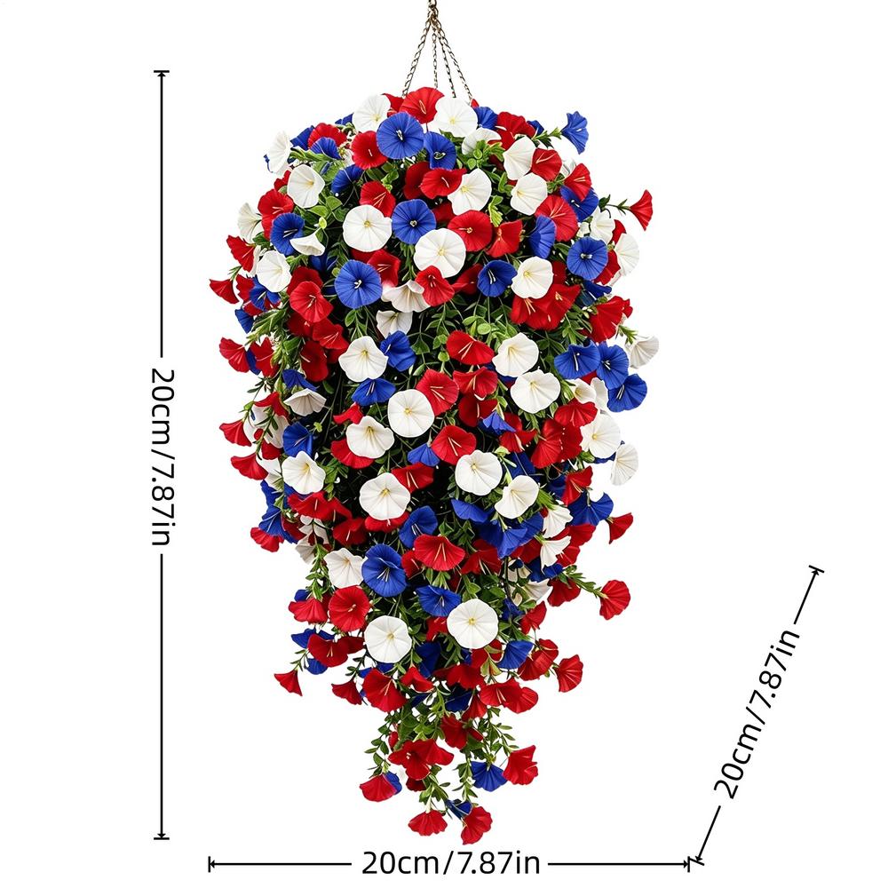 4th Of July Flowers Red White Blue Artificial UV Resistant Tricolor Fake Flowers 4th Of July Porch Decor For Patio Home Garden