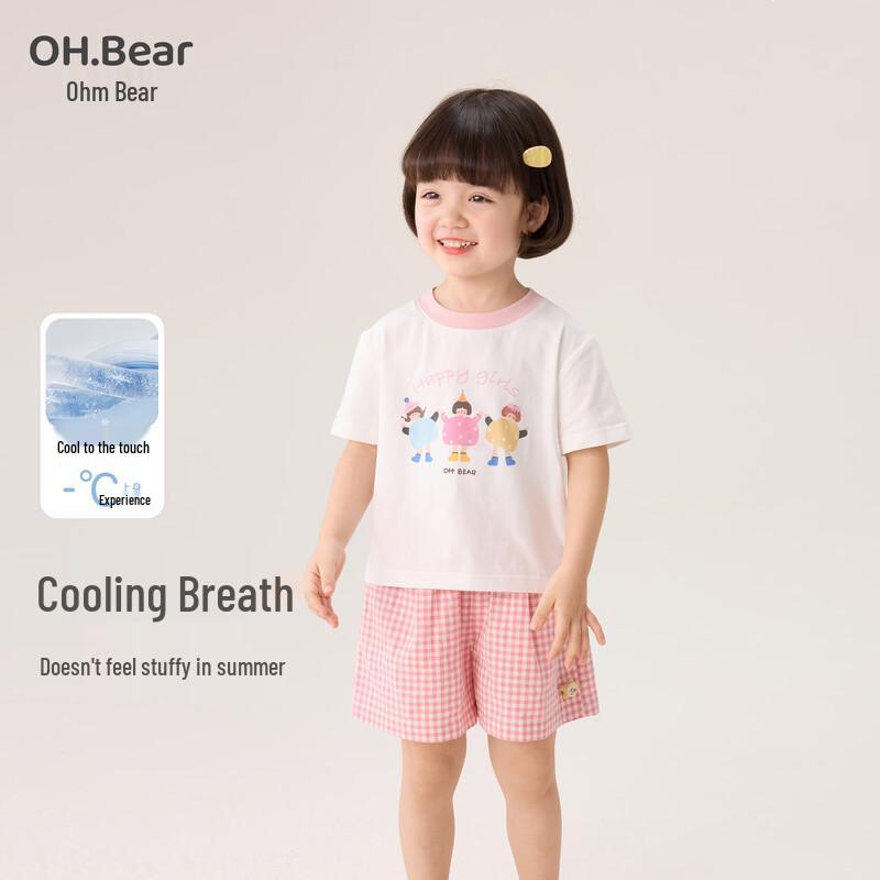 Ohm Bear Girls  Summer Casual Short-Sleeve Set 140