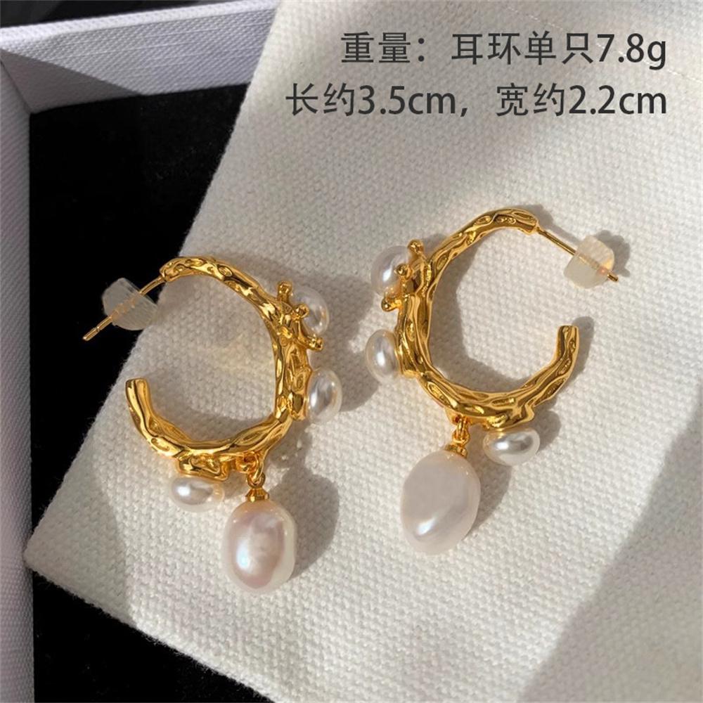 Hair Accessories Retro Imitation Baroque Pearl Stud Earrings Gold Color Alloy Irregular Earrings For Women Simple Jewelry Gift