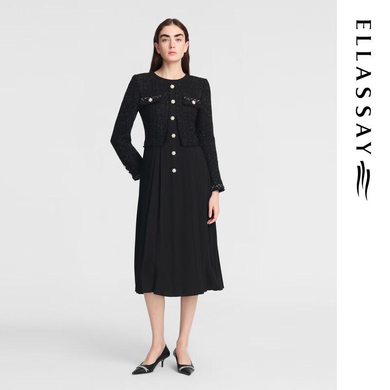 

ELLASSAY Mixed-Media Starry Floral Mesh Long Sleeve Dress L