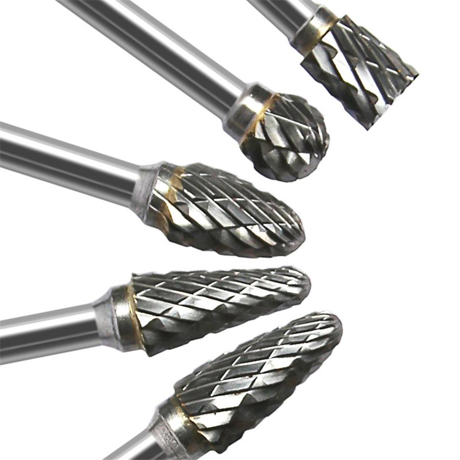 10Pcs 1/8" Shank Tungsten Steel Burr Rotary Drill Bits Tools Cutter Files Set
