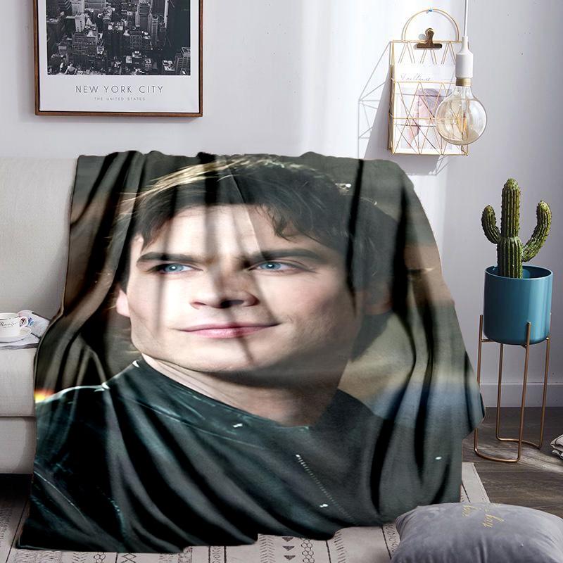 Two Men In Suits Damon Throws Blanket Flannel Blankets Plush for Couch Bed Gifts for Men Women Travel Picnic Blanket Christmas Fan Gifts