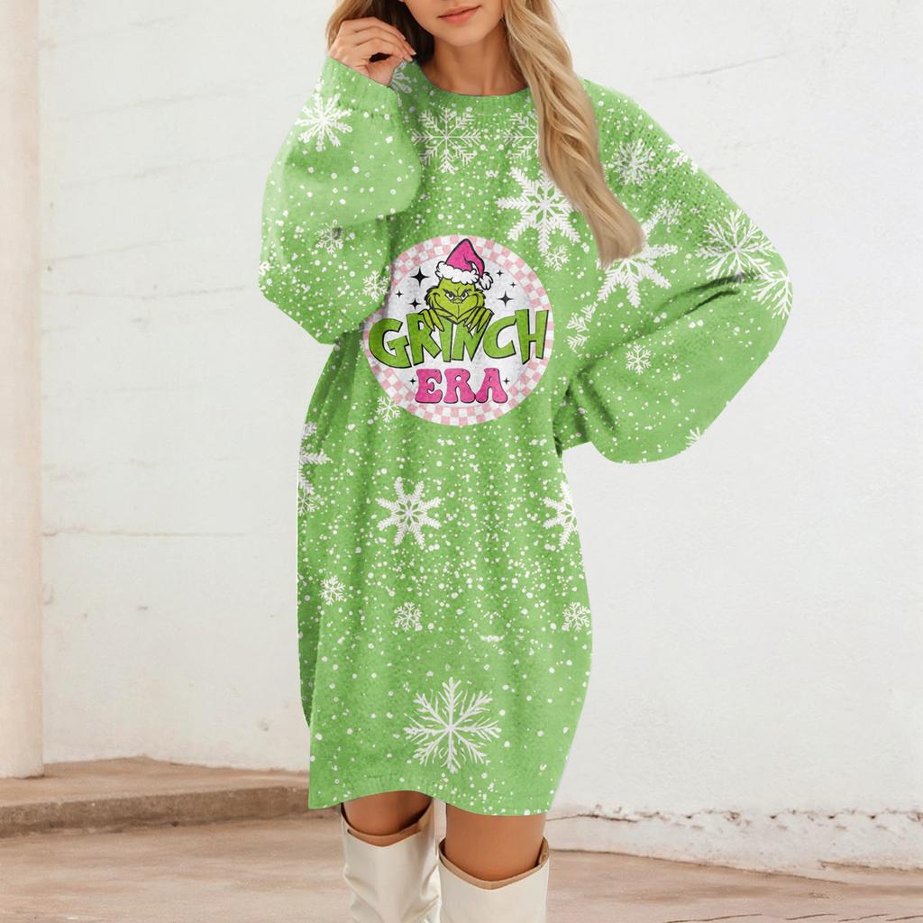Women's Round Neck Casual Long Sleeve Plush Dresses