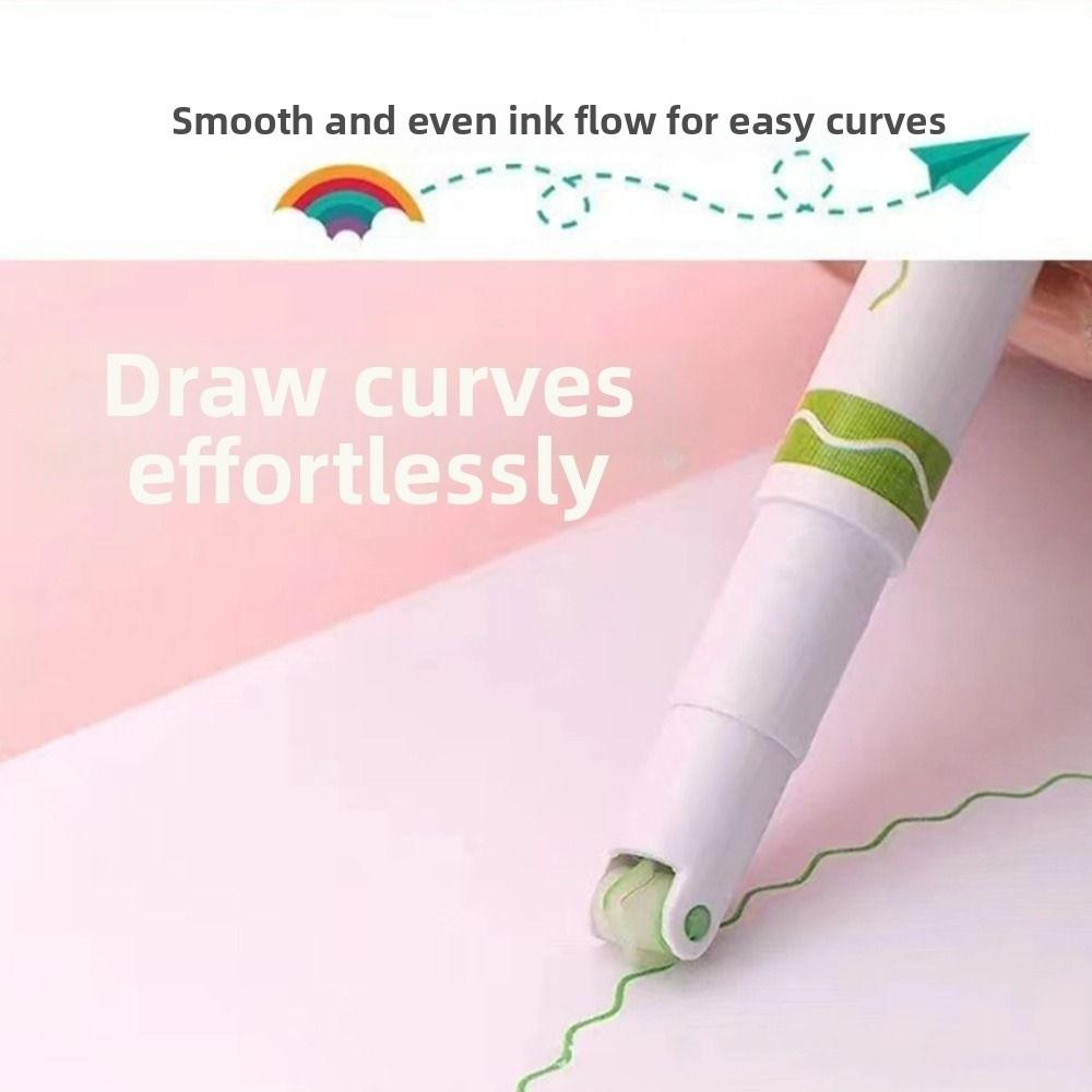 6Pcs/Set Flowers Line Shaped Colored Highlighter Pen Set Line Shaped Marker School Supplies