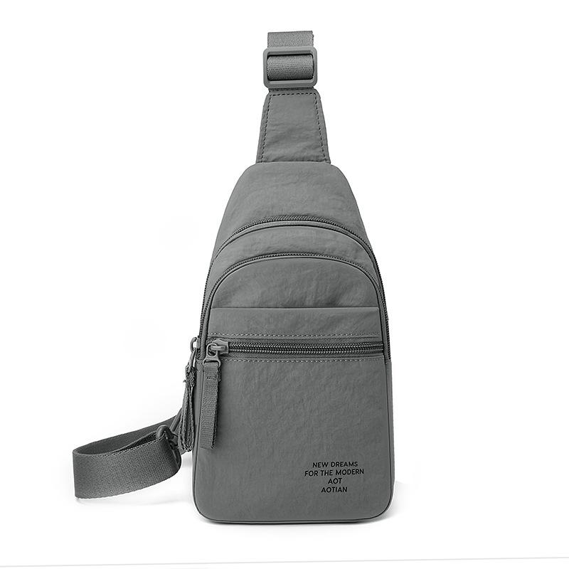

Men s Chest Bag Outdoor Mobile Phone Bag Multi-Layer Crossbody Bag темно-сірий