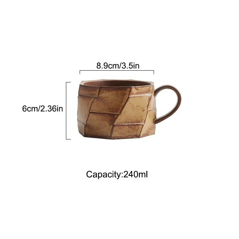 240ml Retro Coffee Cup Ceramic Mug Creative Japanese Style Couple Latte Pull Flower Mug Breakfast Milk Oat Cup Office Water Cups