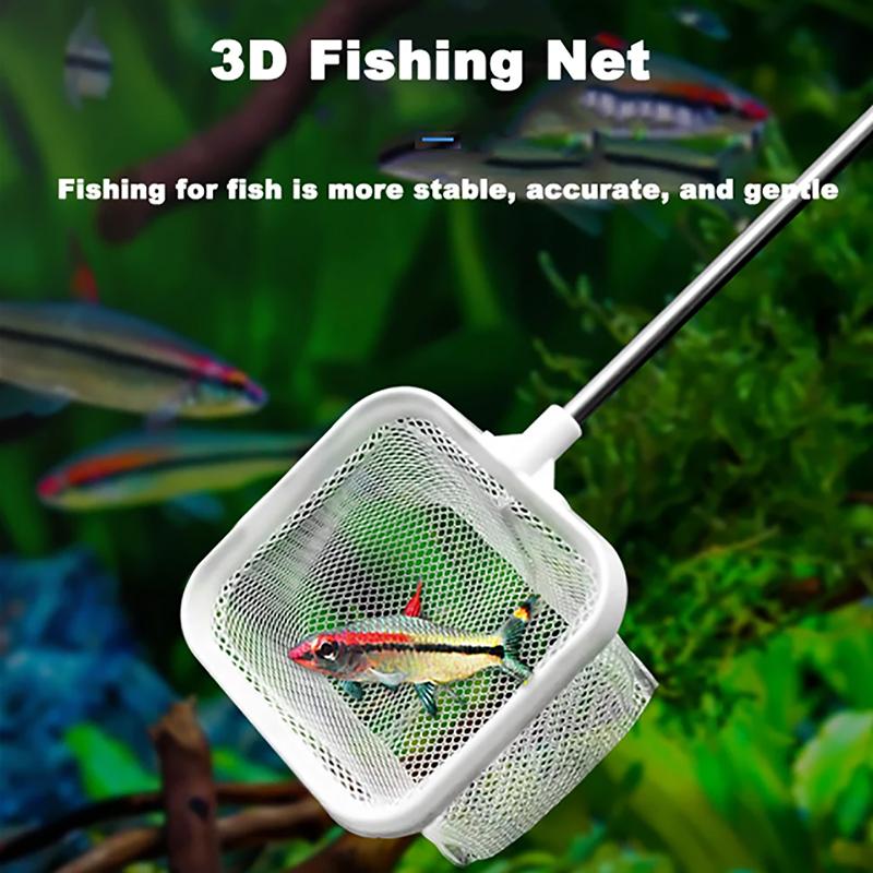 Filet De Pêche Carré Pour Aquarium - Poignée Extensible, Doux Pour Poissons Et Crevettes
