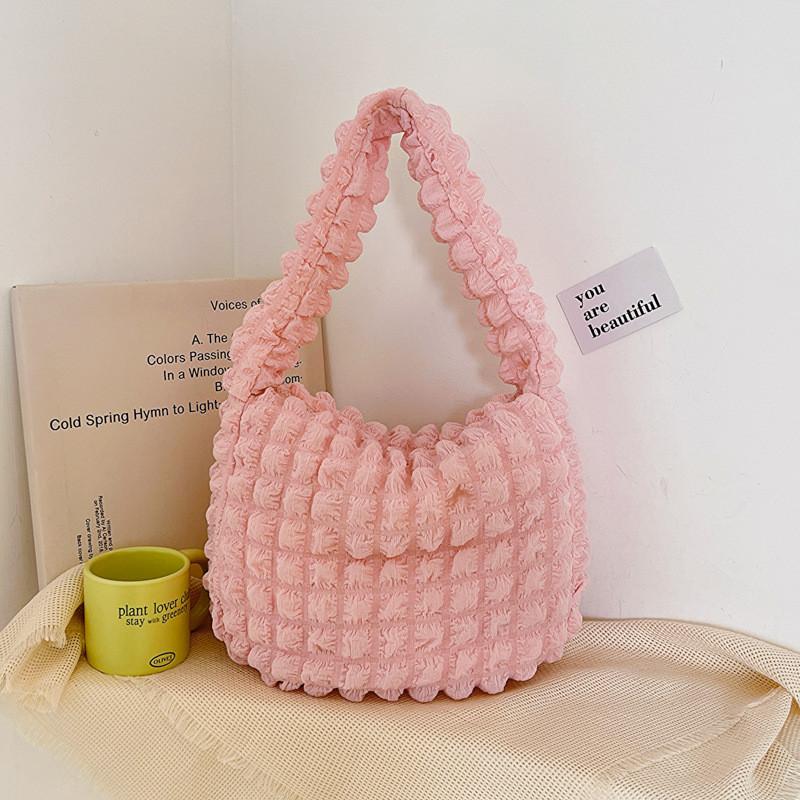 Trendy Women's Pleated Tote Bag For Everyday Use Available In Black Yellow Blue Pink