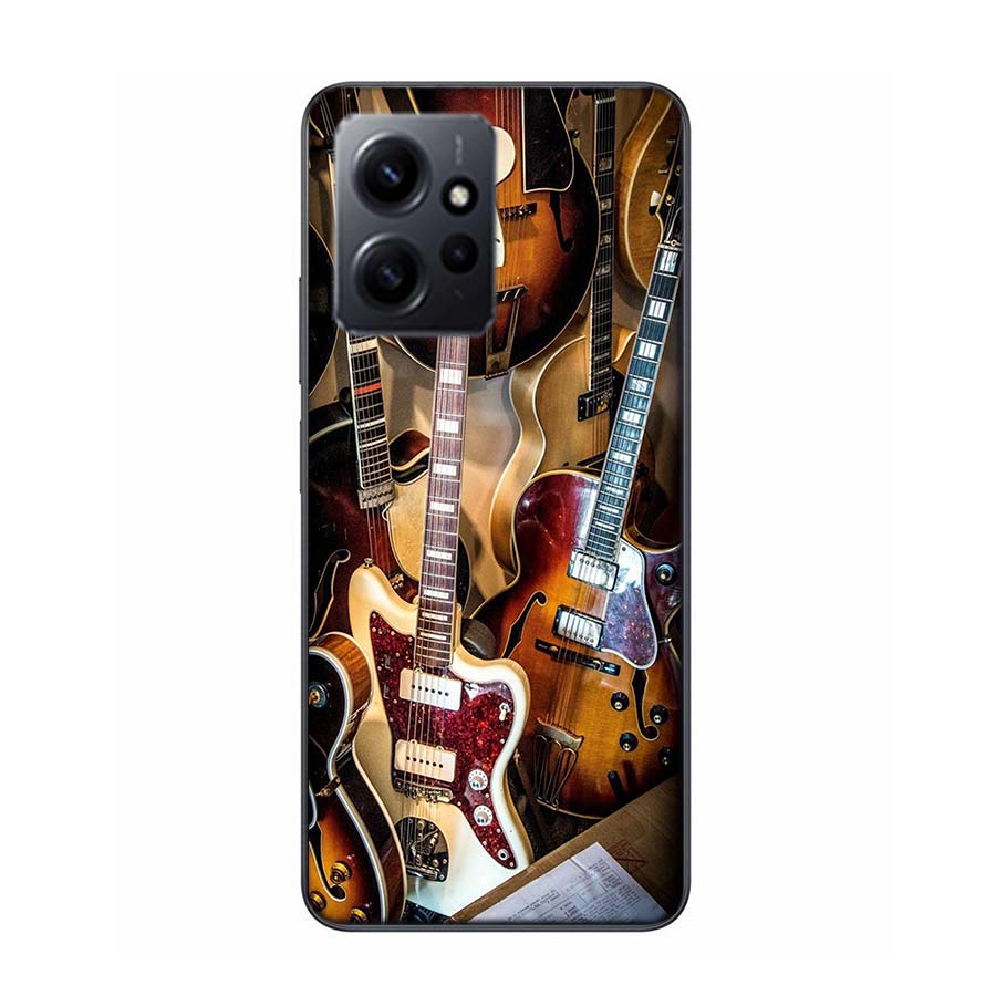 

Retro rock Music Electric Guitar Phone Case For Redmi 12 13C 12C 15C 9 10 10C Note 13 Pro Plus 14 15 Pro 9T 9C 9A TPU Soft Cover Redmi Note 11(11S)4G