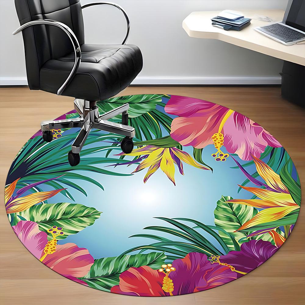 1PC Tropical Flowers Chair Carpet for Office Non-Slip, Lightweight, Machine Washable Rug for Office, Sleeping, Room - Holiday DecorPolyester