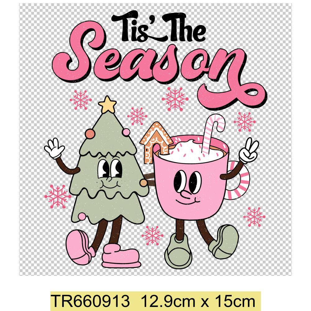 Santa Claus Christmas Tree and Reindeer Heat Transfer Sticker DIY Clothing Sewing Supplies Christmas Short Sleeves Patches