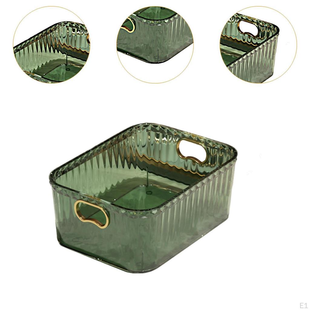 Acrylic Makeup Storage Bin Jewelry Organizer Built In Handles 23.3x15.7x8.8cm Basket