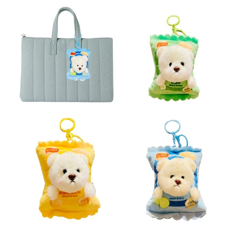 Cartoon Plush Keychain Stylish Keyring Holder for Women Girls Stuffed Pendant Hanging Ornament Bag Charm Decoration