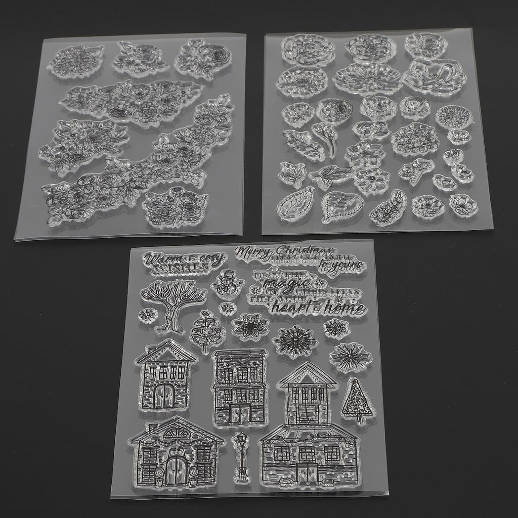 3Pcs Transparent Stamp Rubber Journal Album Decoration Craft Gifts Accessories