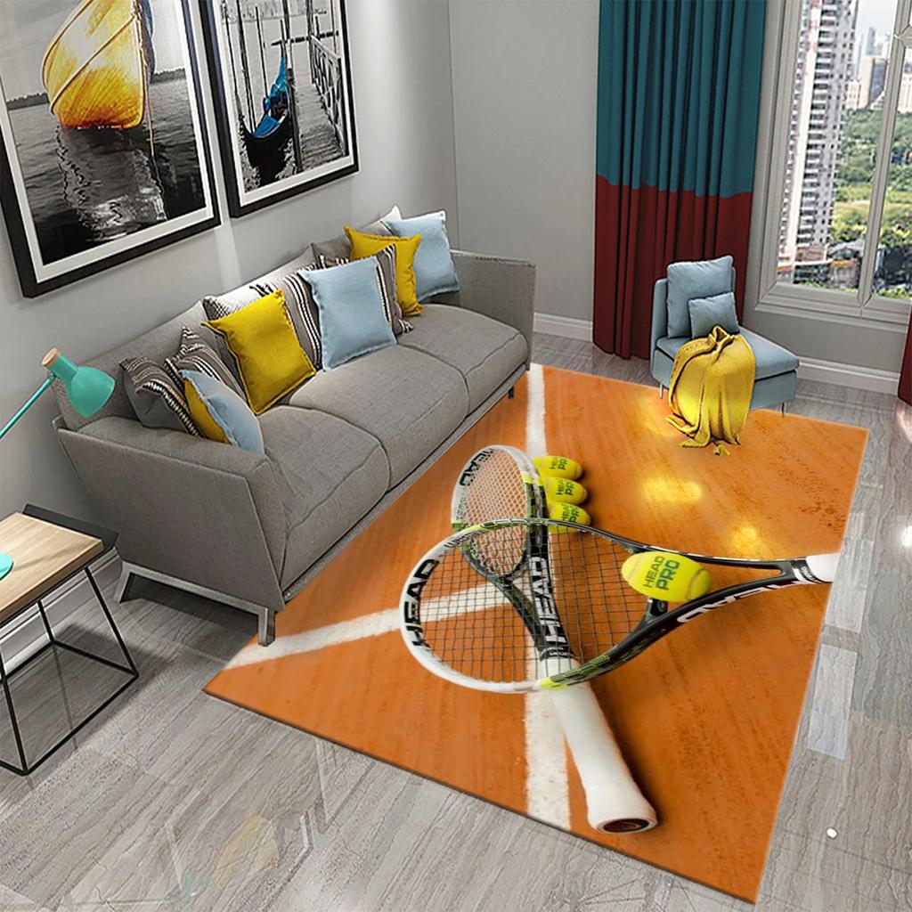 Lustiger Sport Tennis Teppich für Schlafzimmer Badezimmer Weich Rutschfest Tennisplatz Indoor Bodenmatte Kinder Jungen Ballspiel Wohnzimmer Teppiche