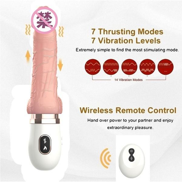 Vibrator penis cu încălzire telescopică automată cu telecomandă Gland rotativ cu ventoză realistă Dildo Sex Machine Jucării pentru femei