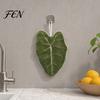 Coral Velvet Hanging Towel Leaf Shape Hand Towel, Soft Absorbent with Loop, Cute Maple Ginkgo Design for Kitchen Bathroom Drying Decor