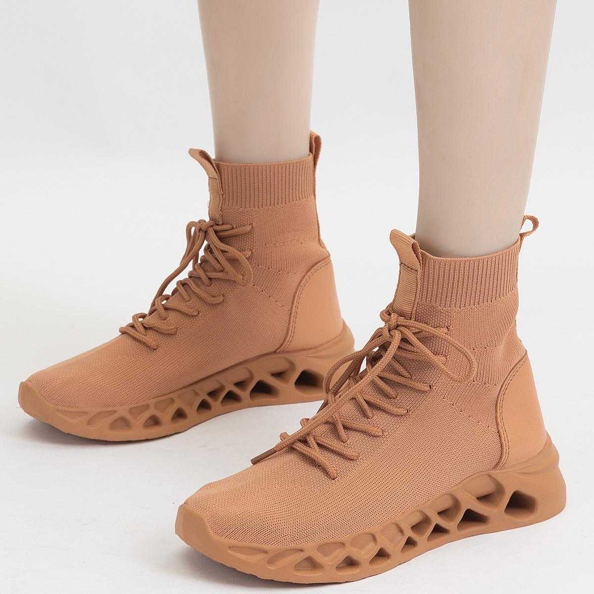 

TUINANLE/женские кроссовки, высокие туфли, сетчатые дышащие кроссовки для ходьбы, легкая обувь 38 коричневый