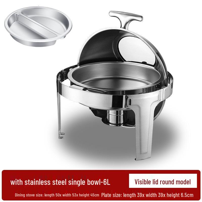 Gold-Plated Stainless Steel Buffet Warmer with Full Lid and Visible Insulation