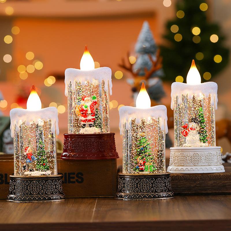 Christmas luminous candle light creative small wind light night light ornament Christmas children's gift window decoration