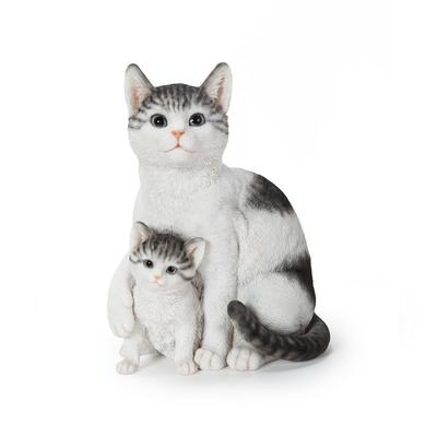 Ubia Tabby and White Cat Parent and 19 X X Animal Garden Child, 15.5 25cm, Figurine, Ornament, Decoration, Cat, H20432-16-1