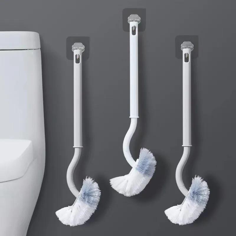 Japanese Wall-Mounted S-Shaped Toilet Brush No Dead Corner Cleaning Brush Toilet Cleaning Brush Bathroom Accessories